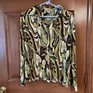 Green and Brown Patterned Women's Top